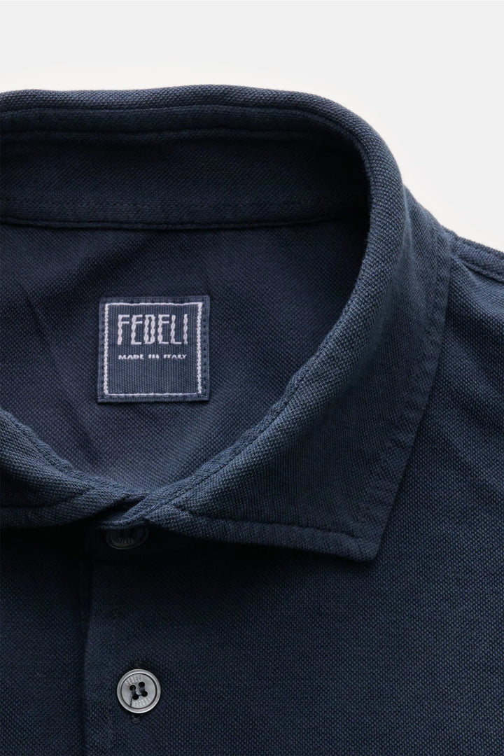 Fedeli Piqué Polo in Navy
