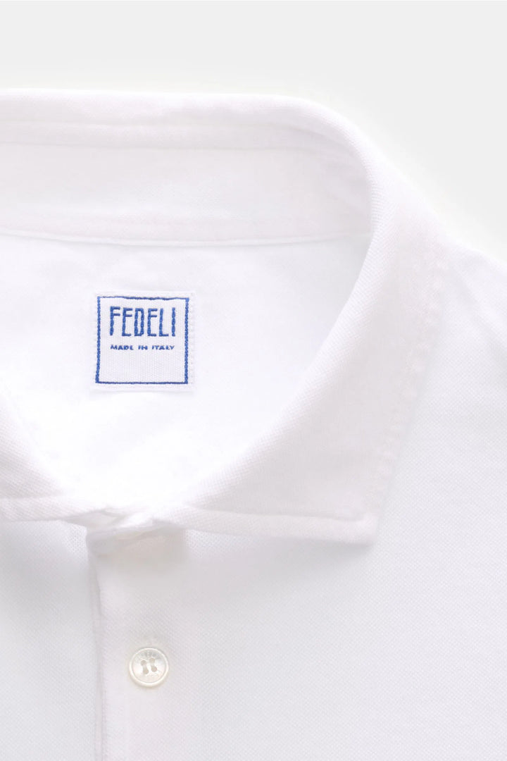 Fedeli Knit Piqué Polo in White