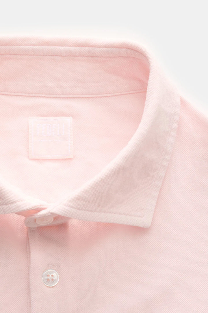 Fedeli Piqué Polo in Light Pink