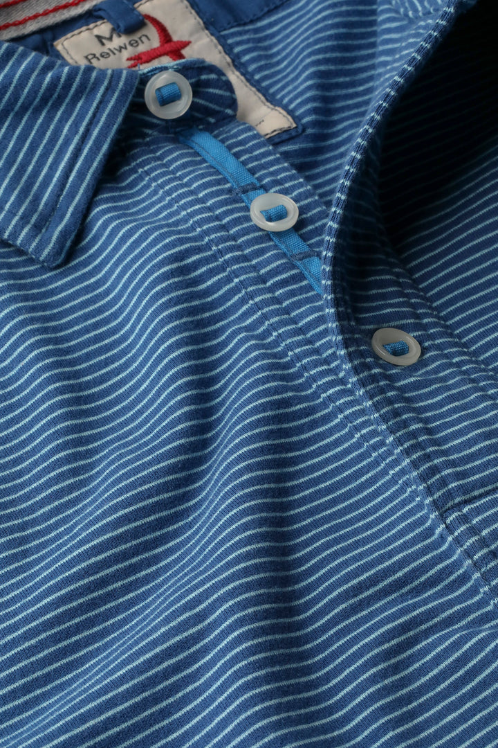 Relwen Jersey Stripe Polo in Blue