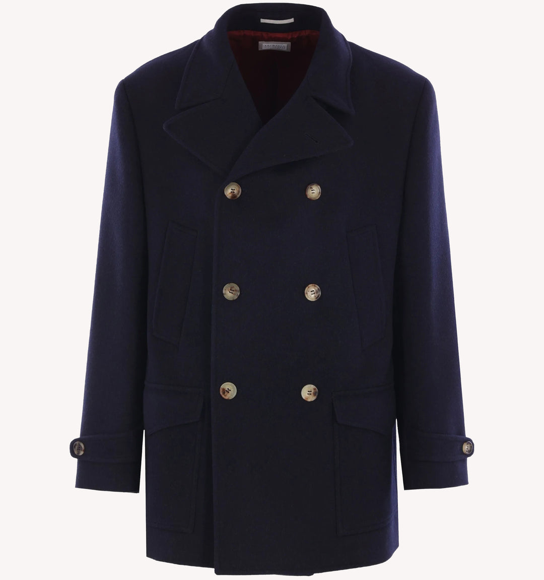Brunello Cucinelli Double Breasted Coat in Navy