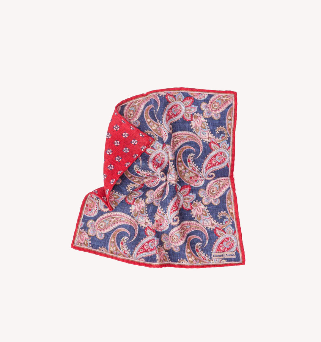 Edward Armah Reversible Pocket Square in Navy Pink