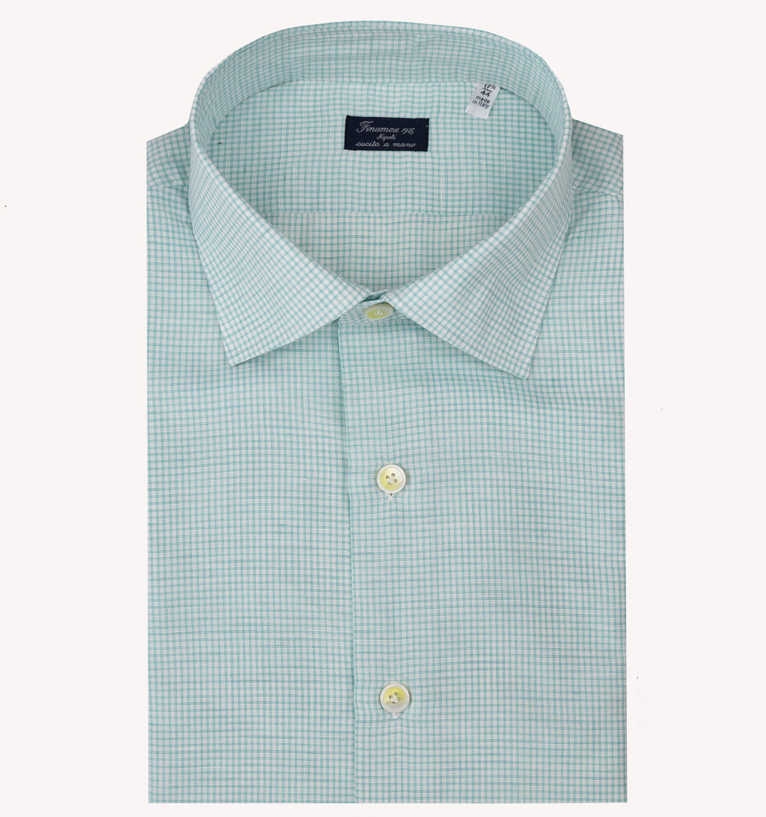 Finamore Check Dress Shirt in Green White