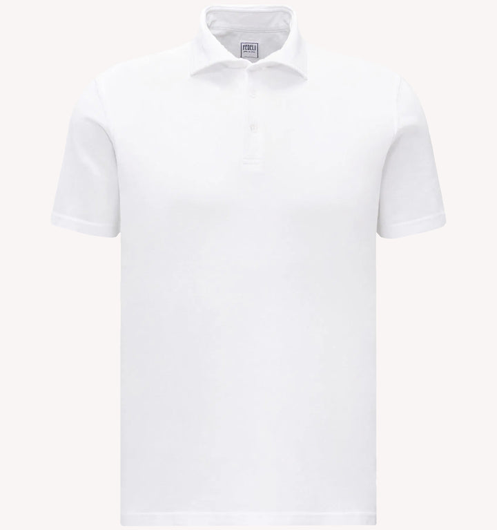 Fedeli Knit Piqué Polo in White