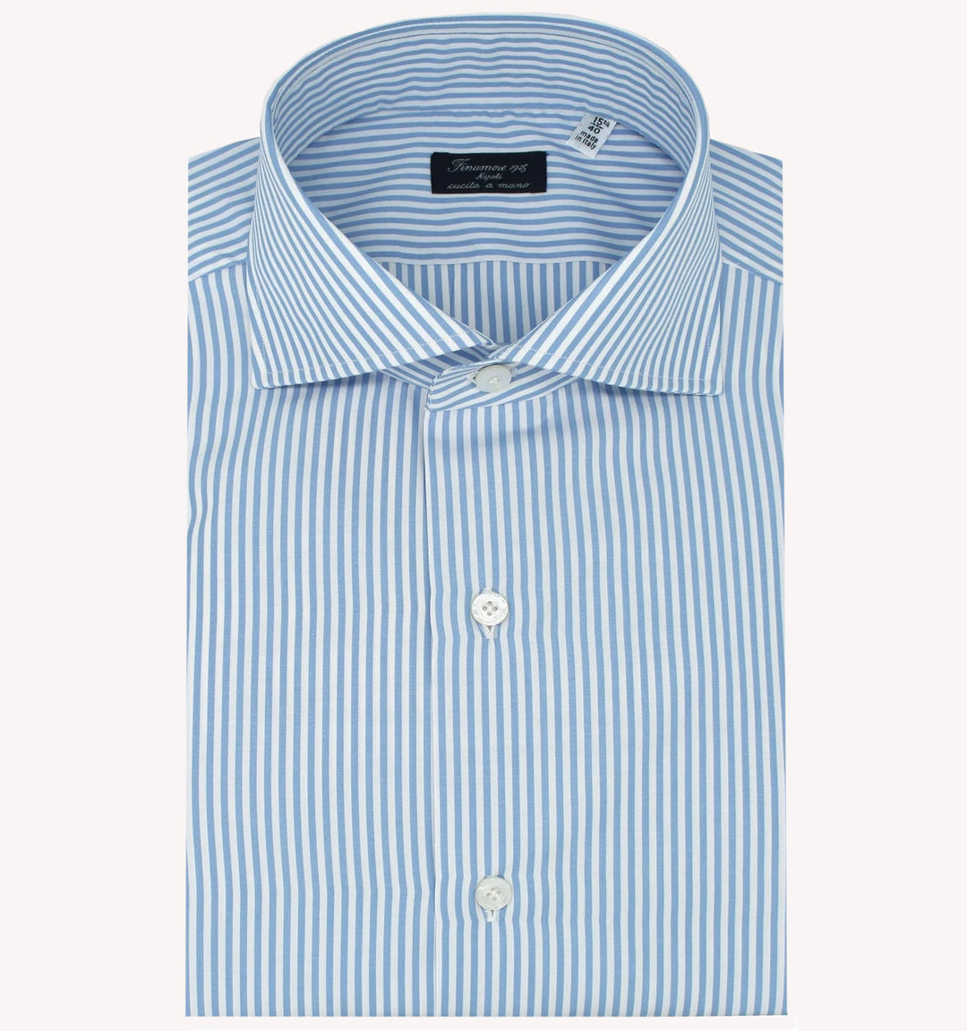 Finamore Stripe Dress Shirt in Blue White