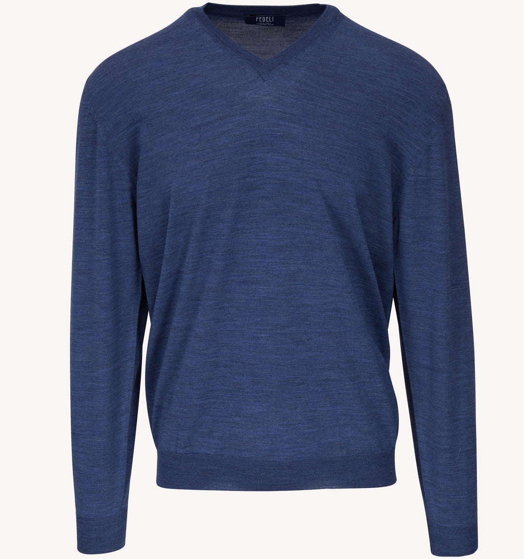 Fedeli V-Neck Sweater in Denim Blue