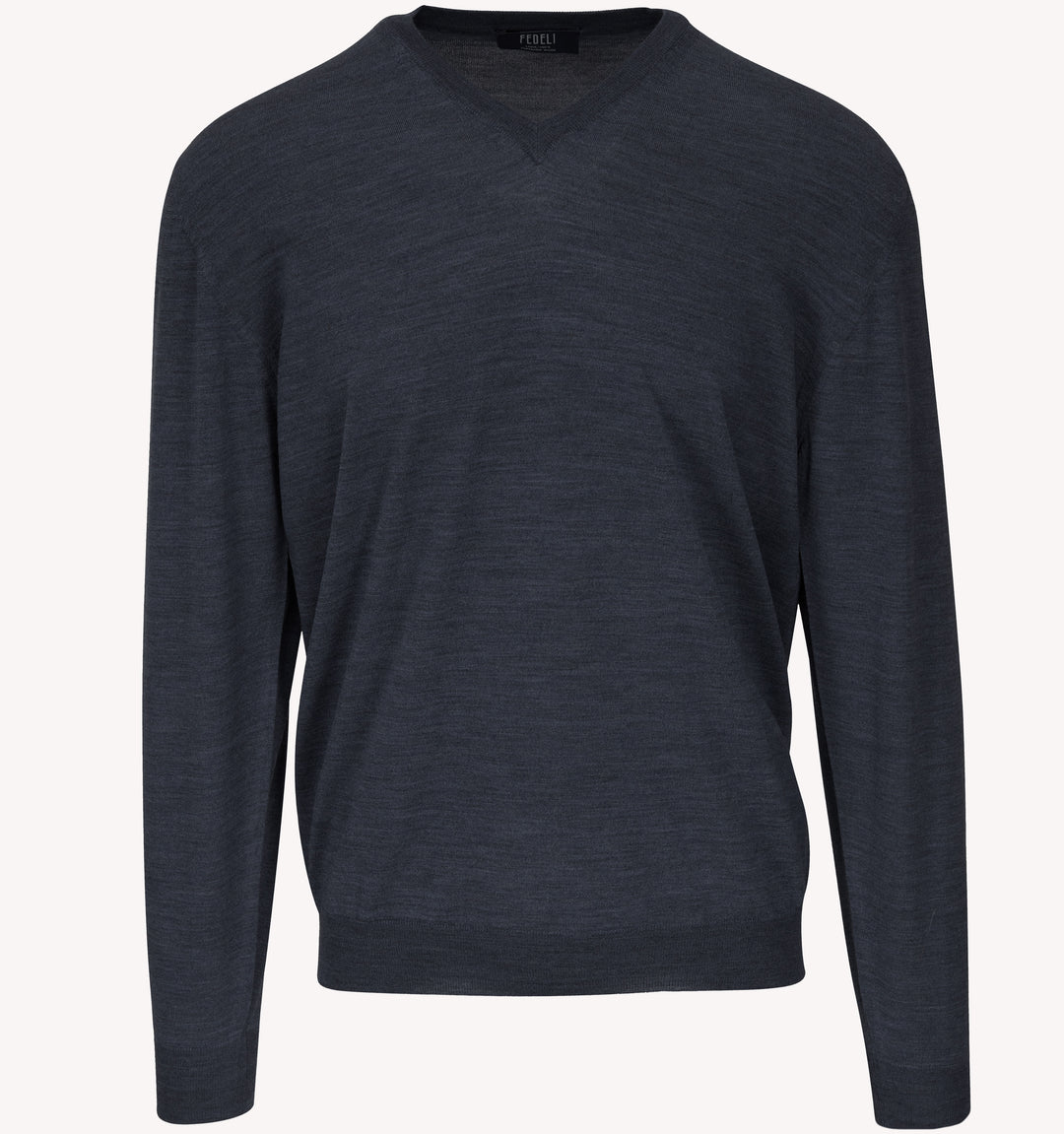 Fedeli V-Neck Sweater in Dusty Navy
