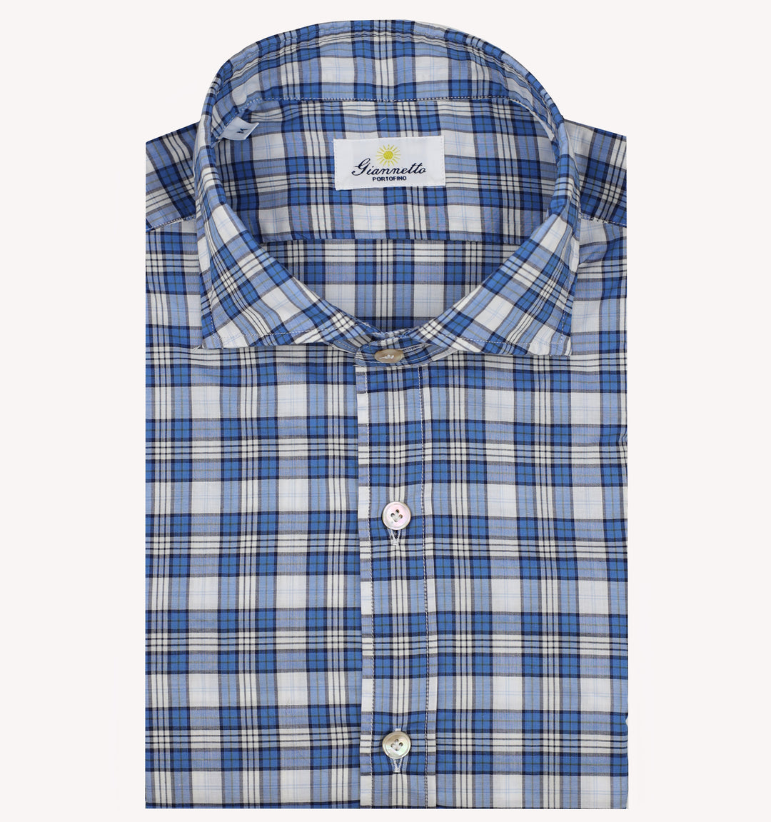 Giannetto Check Sport Shirt in White Blue