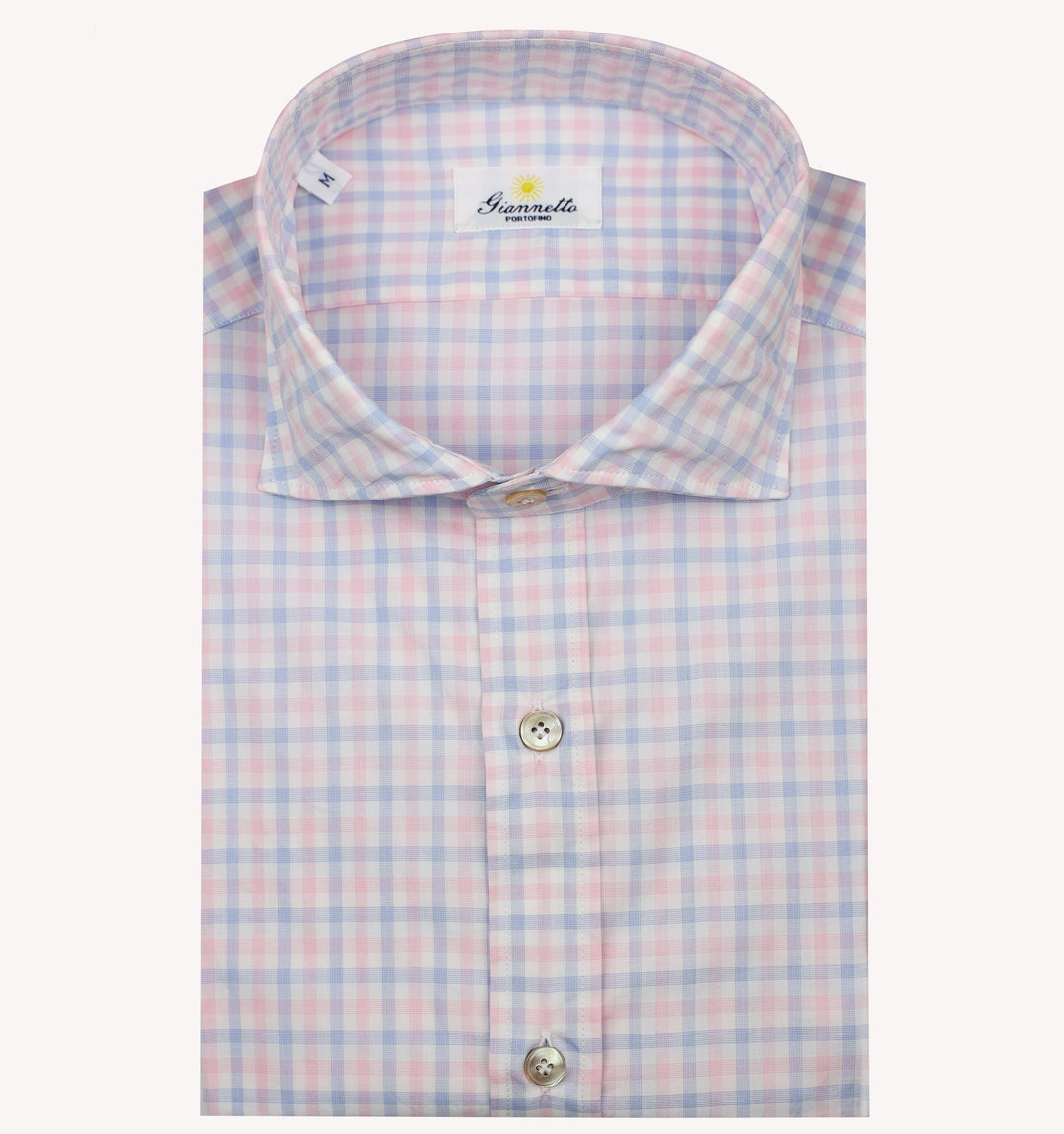 Giannetto Check Sport Shirt in Pink Sky