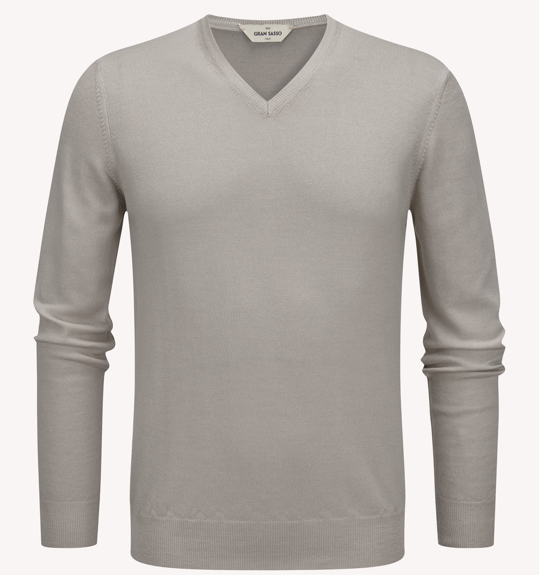 Gran Sasso V-Neck Sweater in Light Grey