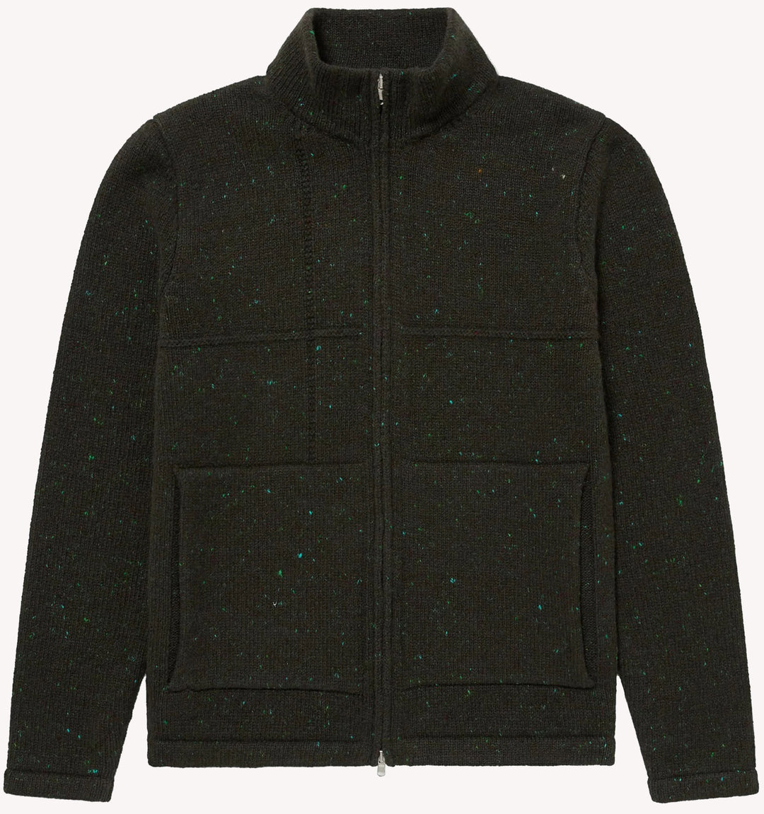 Inis Meain Lifeline Zip Jacket in Green Fleck