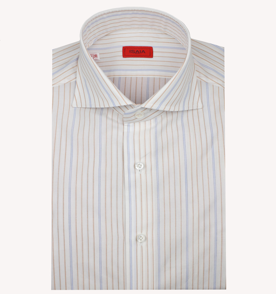 Isaia Stripe Dress Shirt in Blue Orange