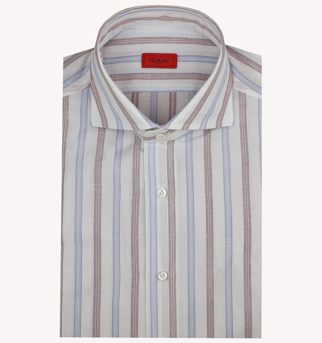 Isaia Stripe Dress Shirt in Blue Red