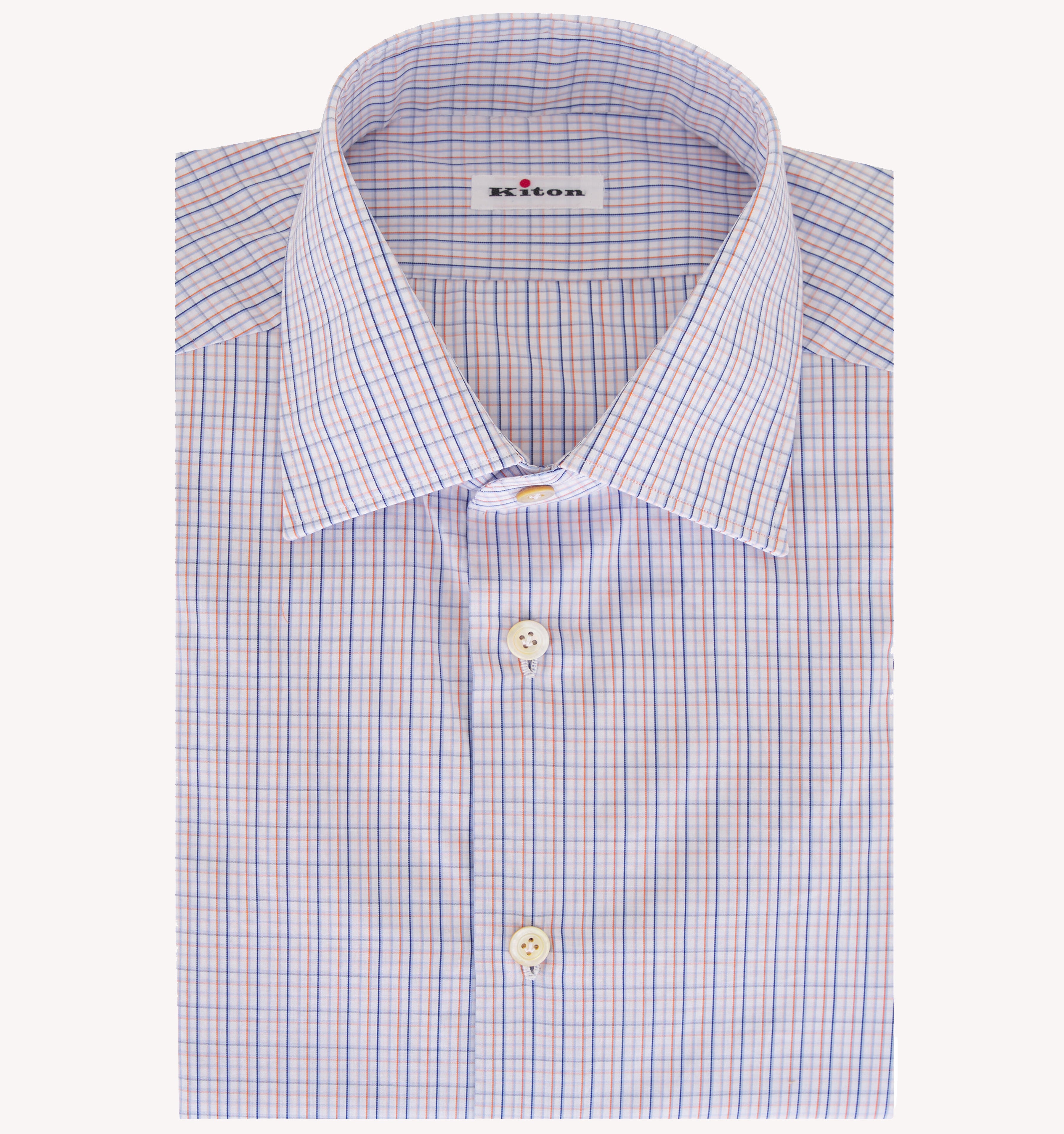 Kiton Check Dress Shirt in Orange Blue - Taylor Richards & Conger