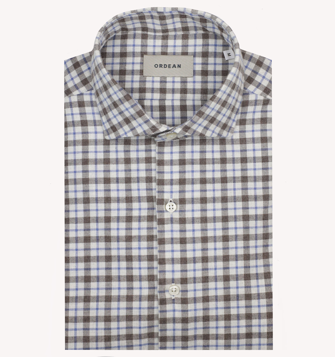Ordean Check Sport Shirt in Light Blue Brown