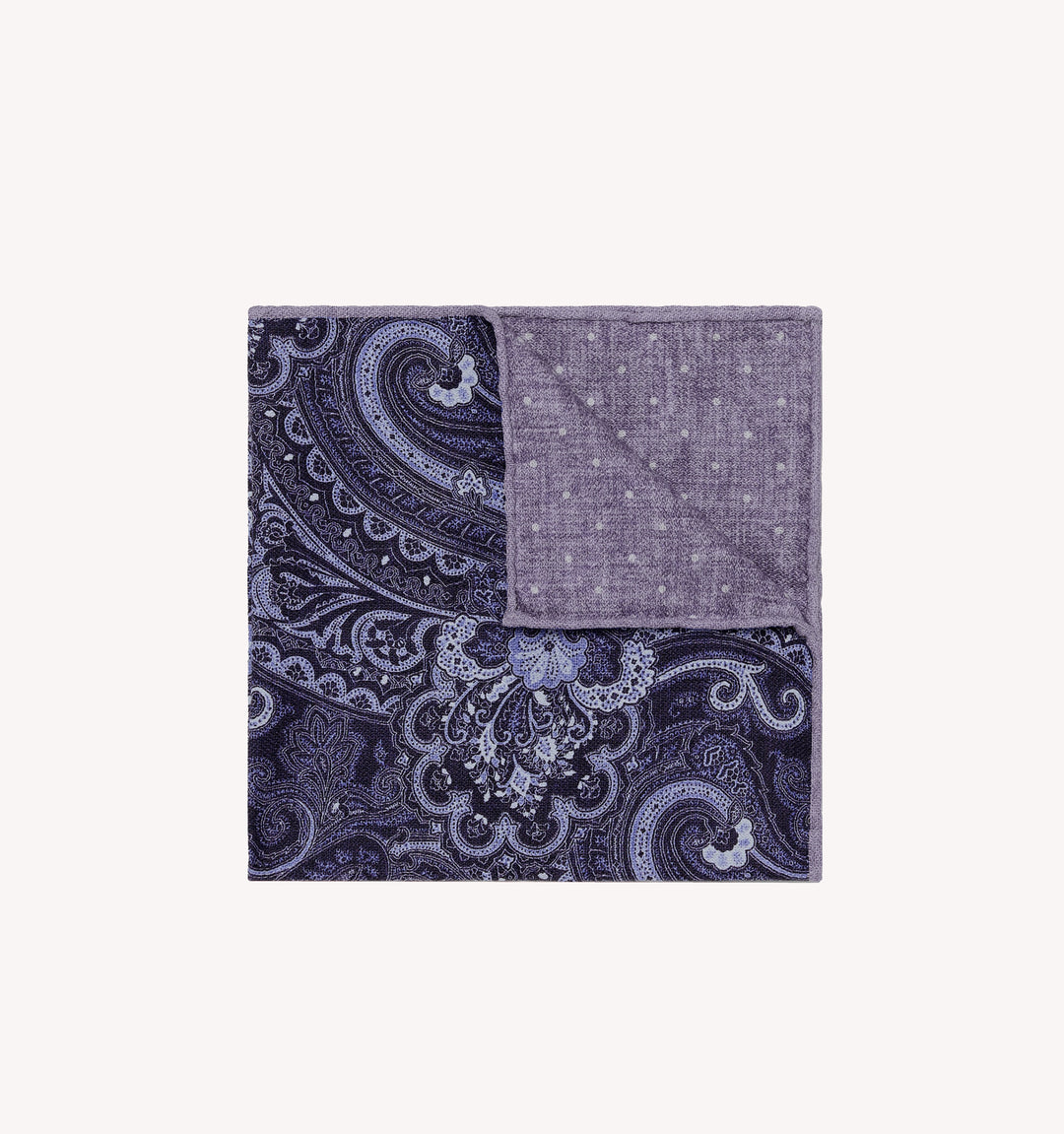 Brunello Cucinelli Paisley Reversible Pocket Square in Navy Purple