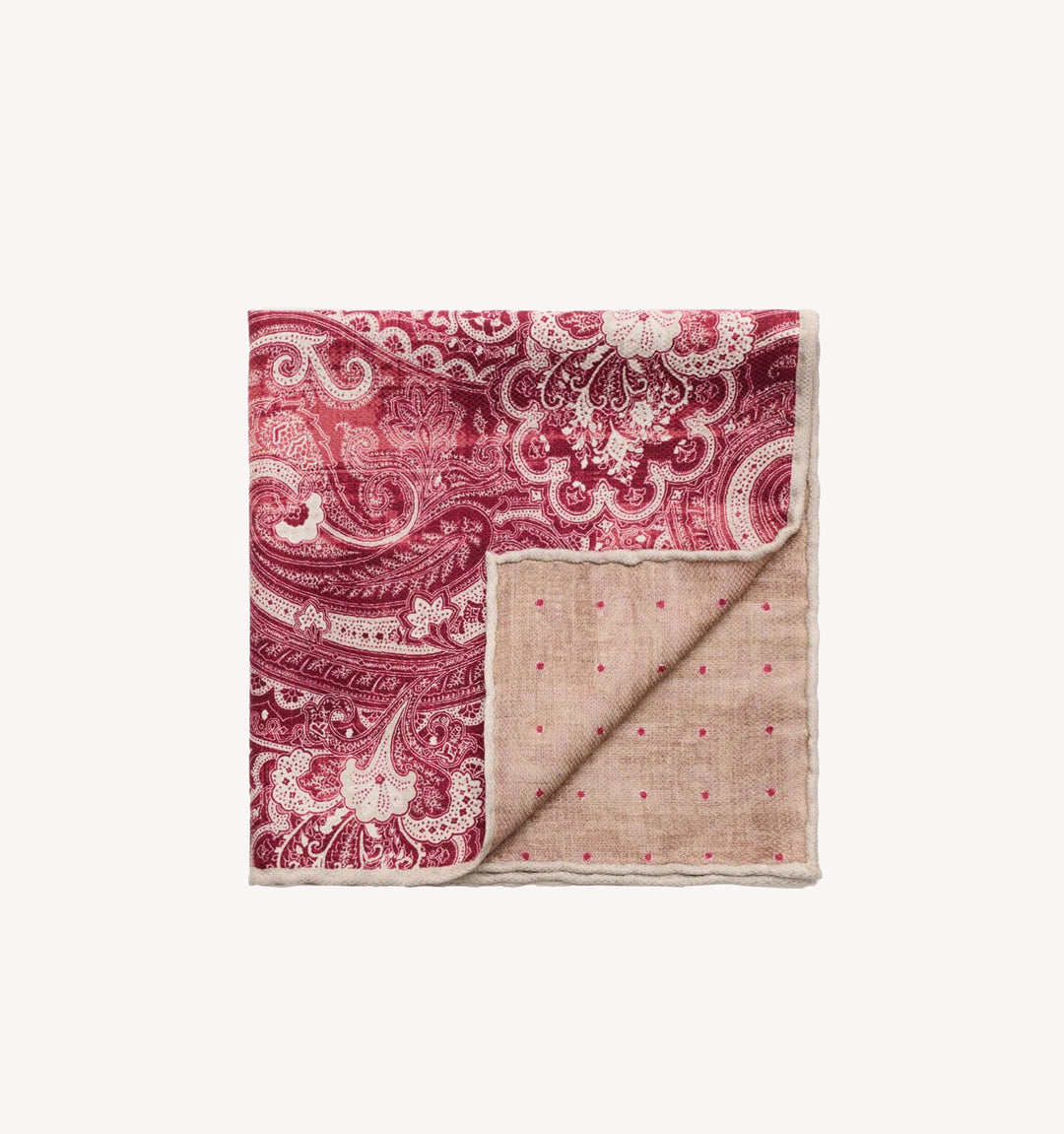 Brunello Cucinelli Paisley Pocket Square in Rosso Juta
