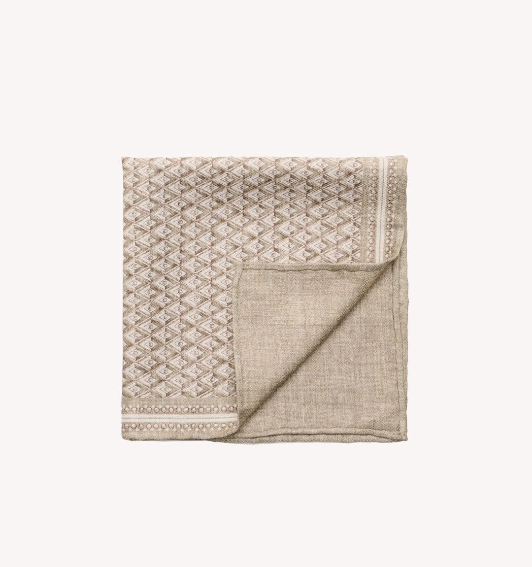 Brunello Cucinelli Geometric Pocket Square in Kaky Juta