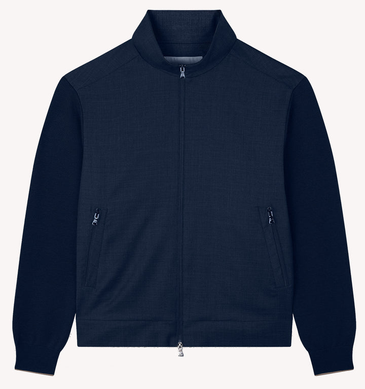 Paul & Shark Merino Wool Hybrid Zip-Up Cardigan in Blue