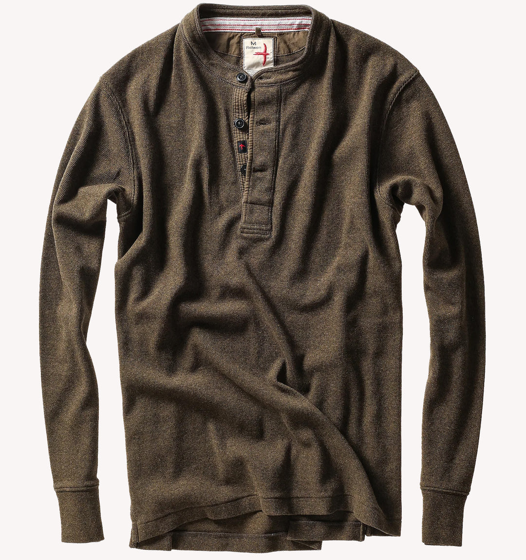 Relwen French Rib Henley in Loden Heather
