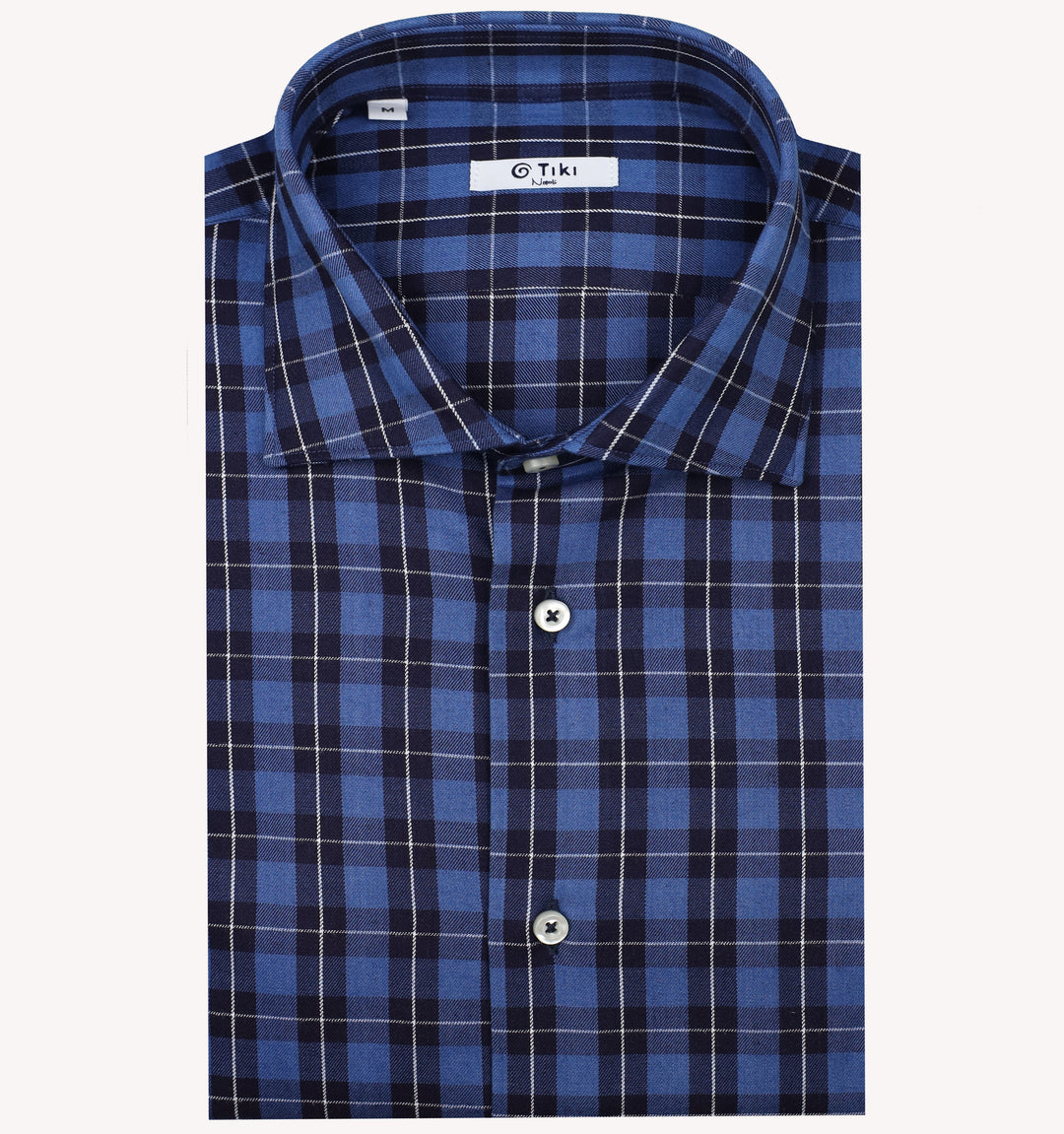 Tiki Plaid Sport Shirt in Blue Navy