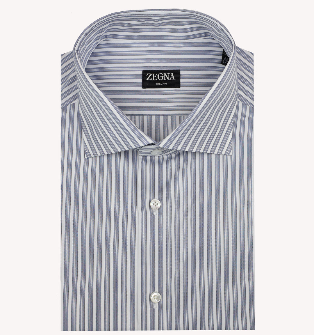 Zegna Stripe Dress Shirt in Light Blue White
