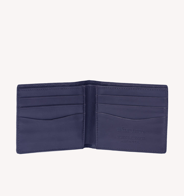 W. Kleinberg Matte Gator Bi-Fold Wallet in Navy