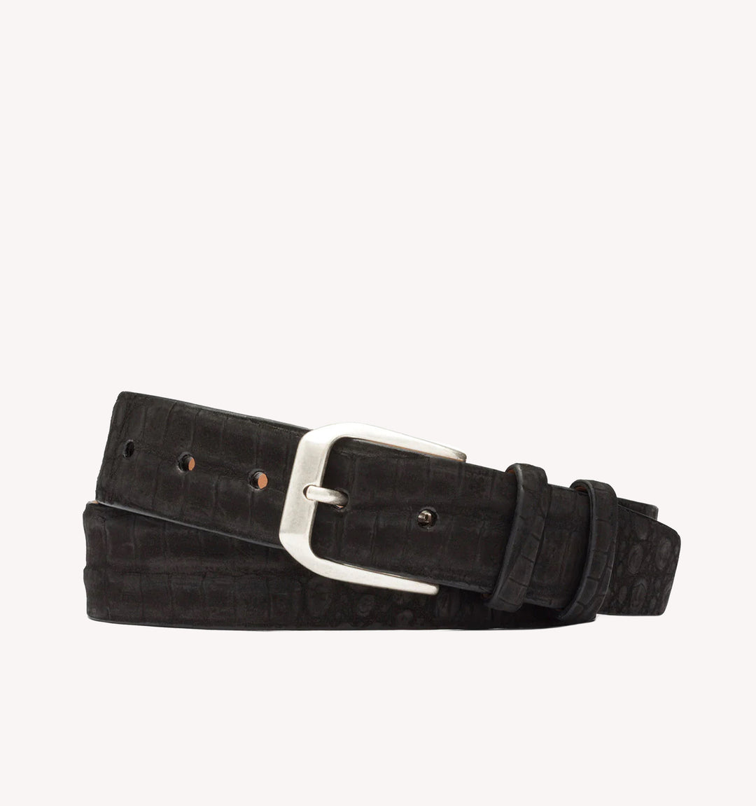 W. Kleinberg Sueded Crocodile Belt in Black