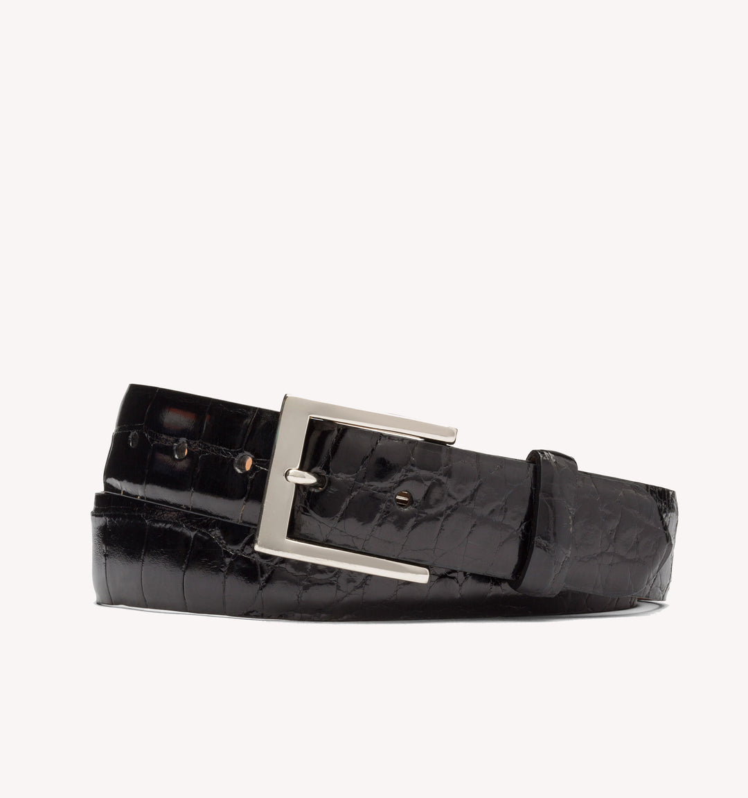 W. Kleinberg Glazed Alligator Belt in Black