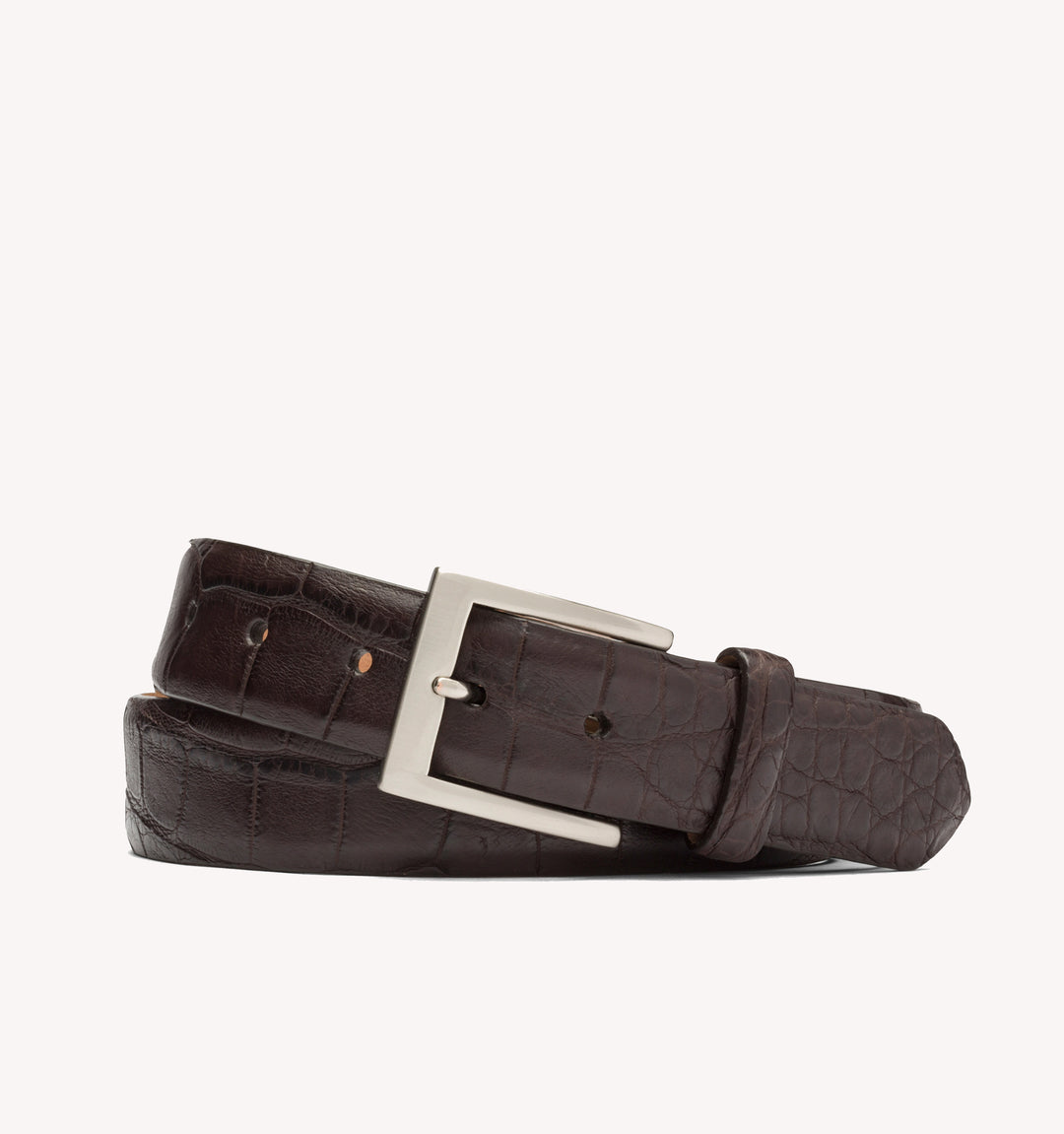 W. Kleinberg Matte Alligator Belt in Chocolate