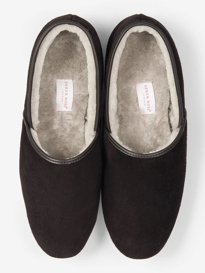 Derek Rose Crawford Closed-Back Slippers in Black