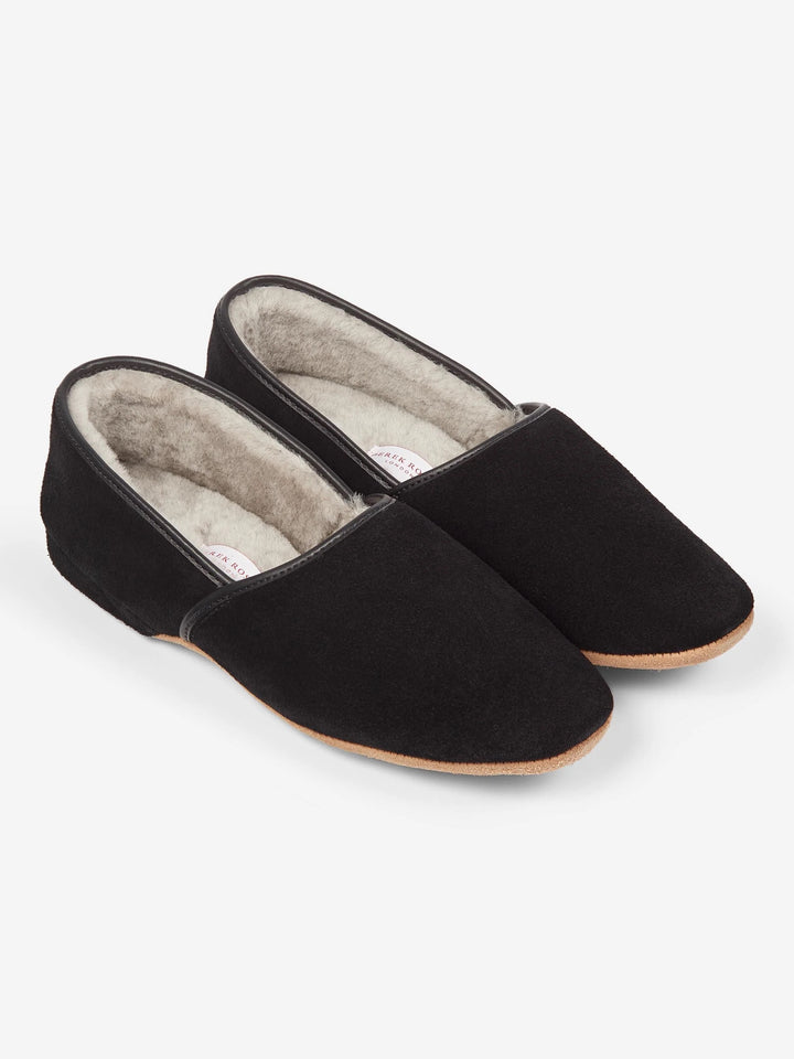 Derek Rose Crawford Closed-Back Slippers in Black