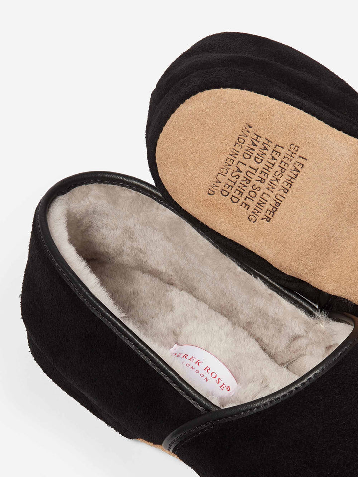 Derek Rose Crawford Closed-Back Slippers in Black