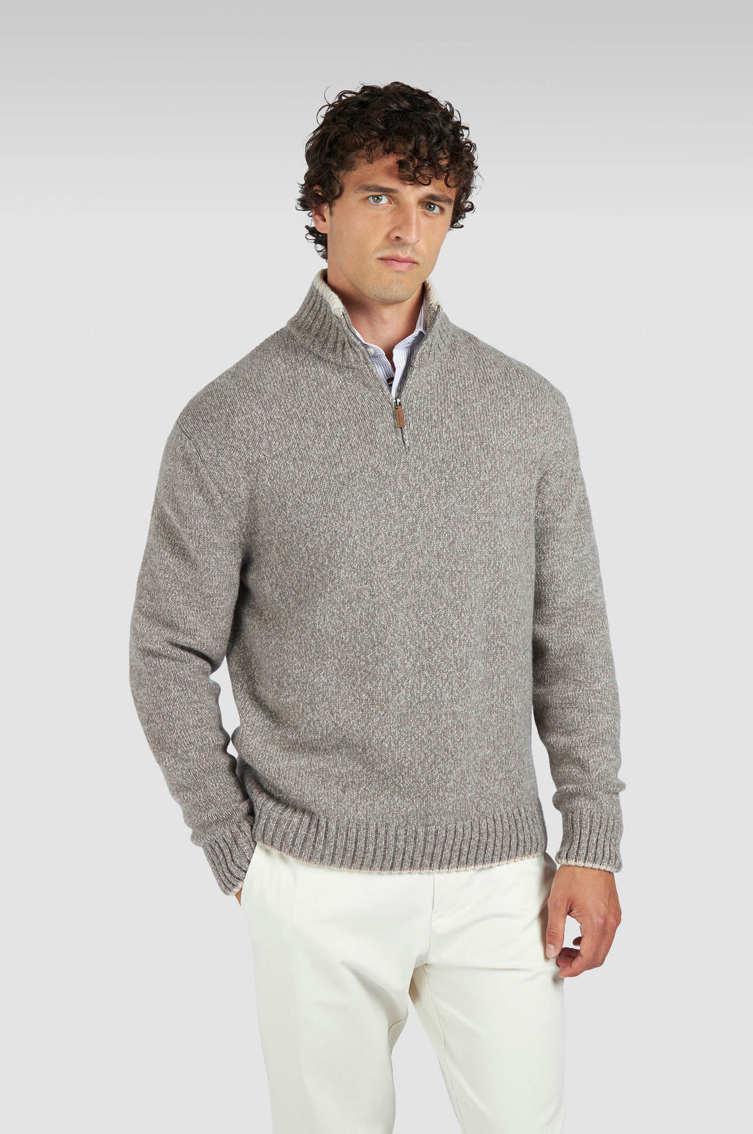 Paul & Shark Half Zip Sweater in Moonbeam Fungi