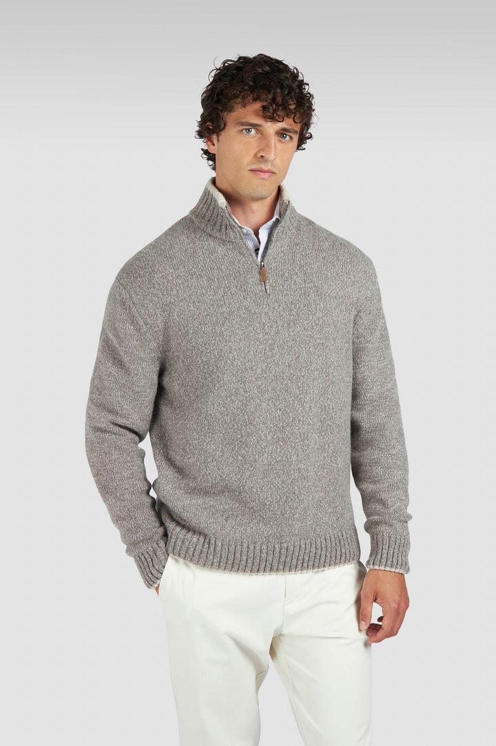 Paul & Shark Half Zip Sweater in Moonbeam Fungi