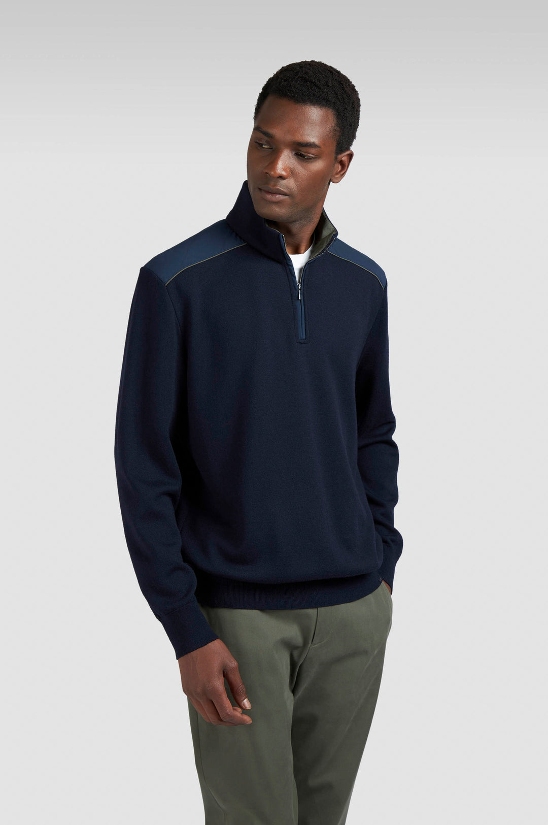 Paul & Shark Soft Cool Touch Half Zip Sweater in Navy