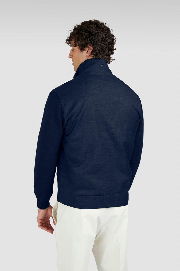 Paul & Shark Merino Wool Hybrid Zip-Up Cardigan in Blue