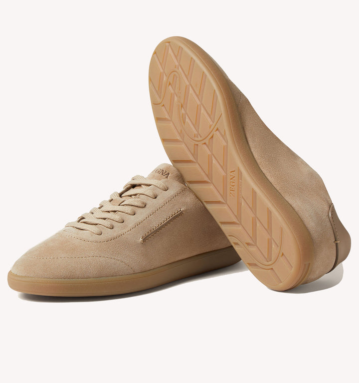 Zegna 232 Suede Sneaker in Camel