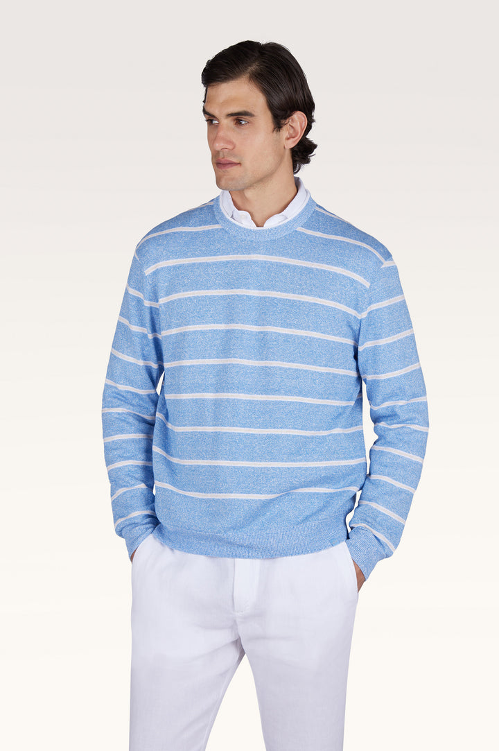Paul & Shark Sweater in Blue Bonnet Bright White-Bright White Fog