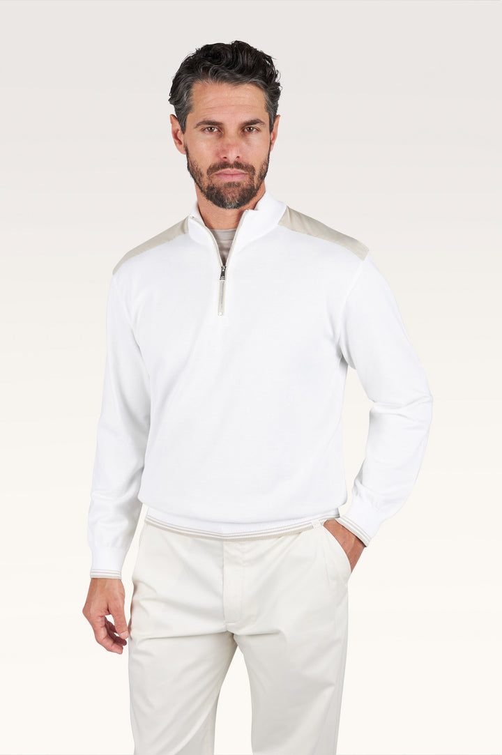 Paul & Shark Half Zip Sweater in Blanc de Blanc