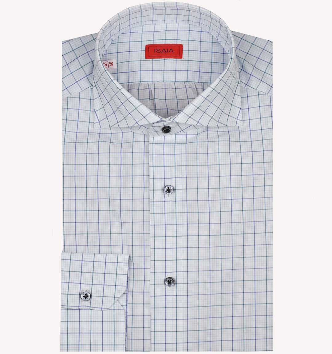Isaia Check Dress Shirt in Blue Teal