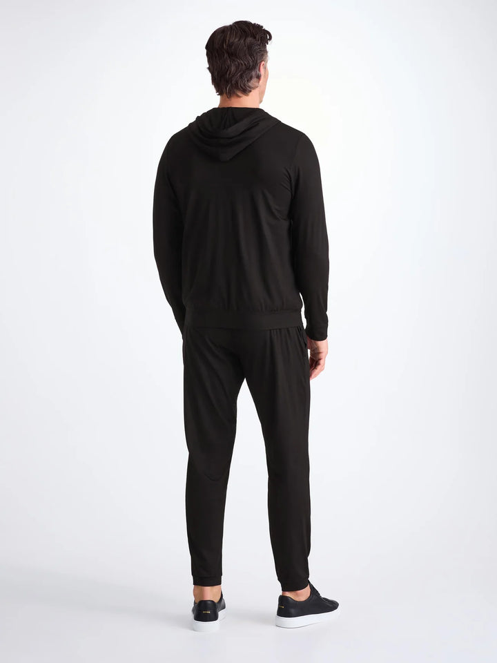 Derek Rose Basel Full Zip Hoodie in Black