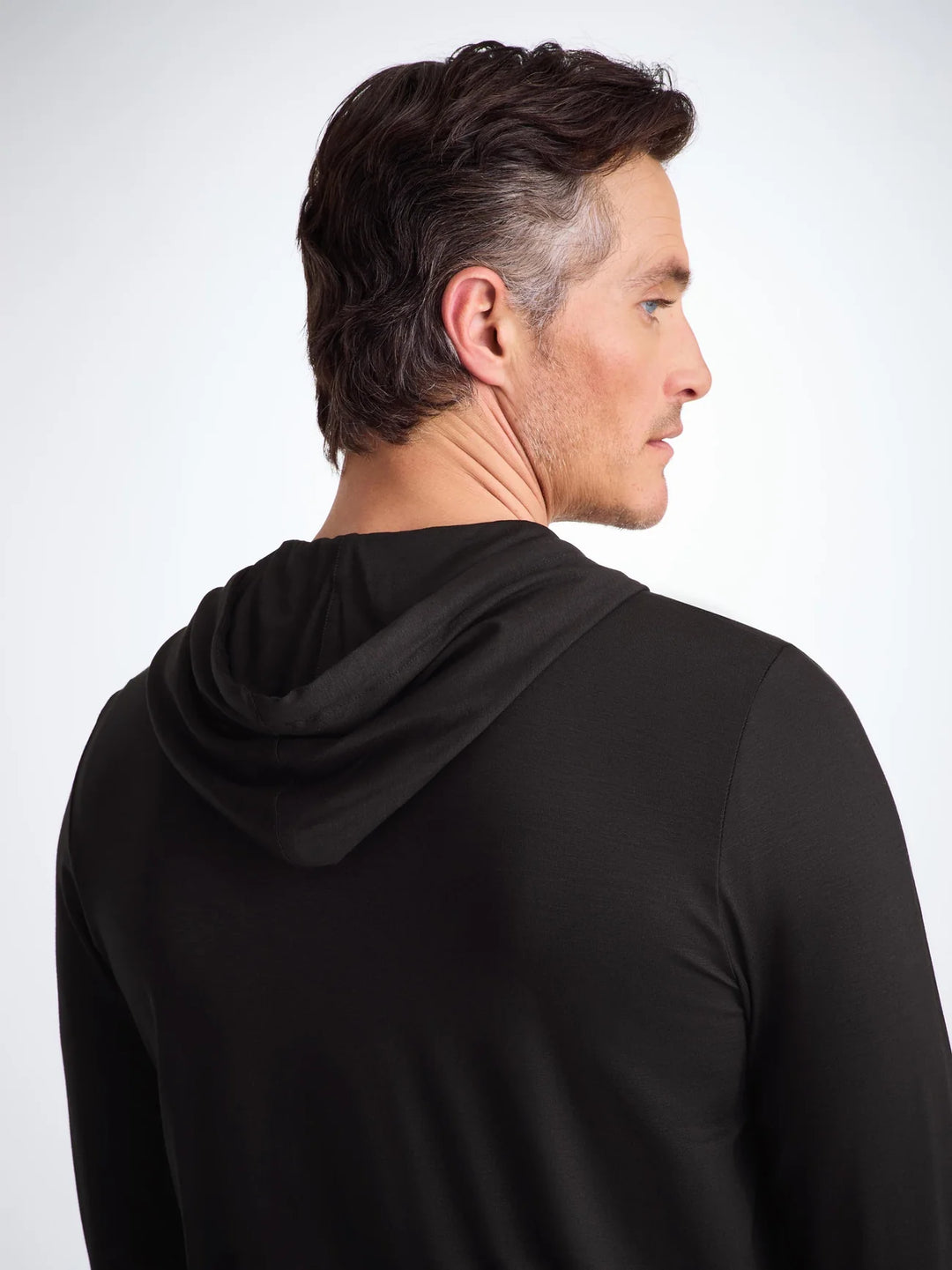 Derek Rose Basel Full Zip Hoodie in Black