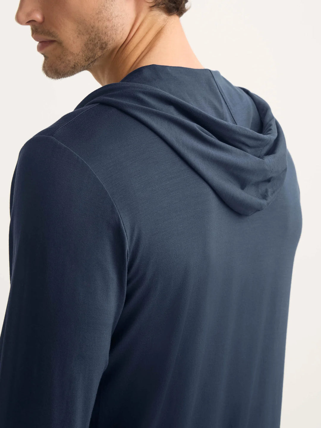 Derek Rose Basel Full Zip Hoodie in Navy Blue