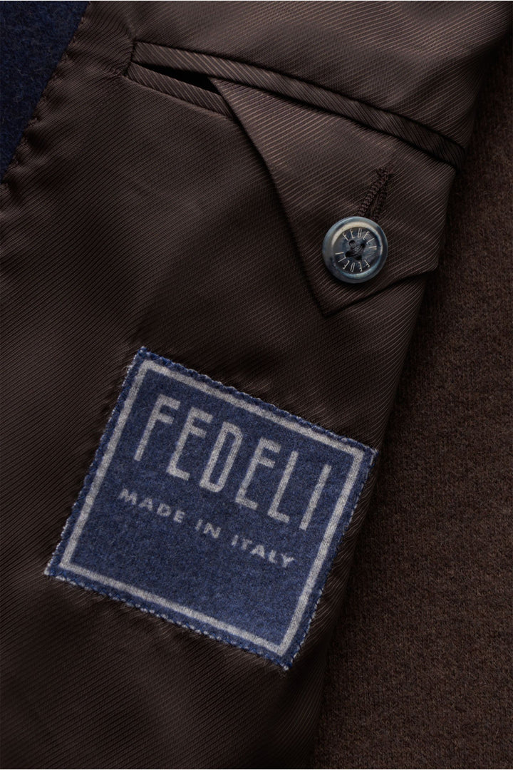 Fedeli Damon Cashmere Jacket in Navy Brown