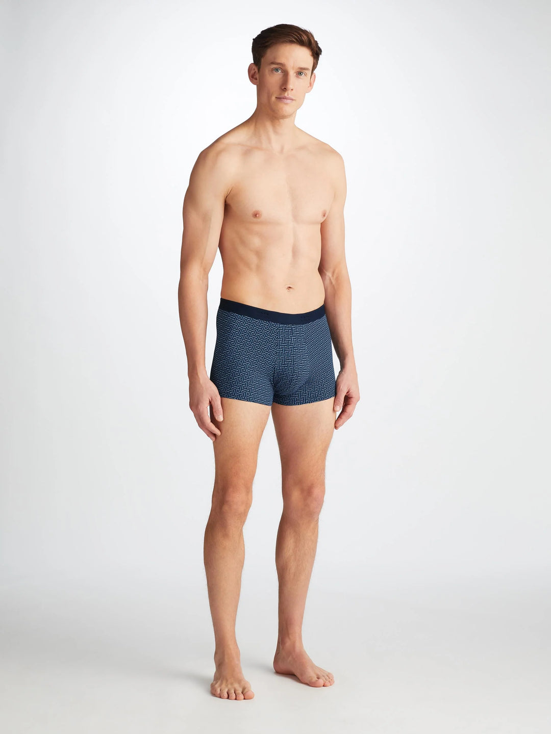 Derek Rose Geometric Trunks in Navy