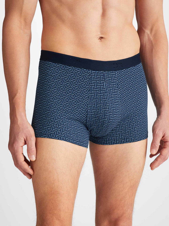 Derek Rose Geometric Trunks in Navy