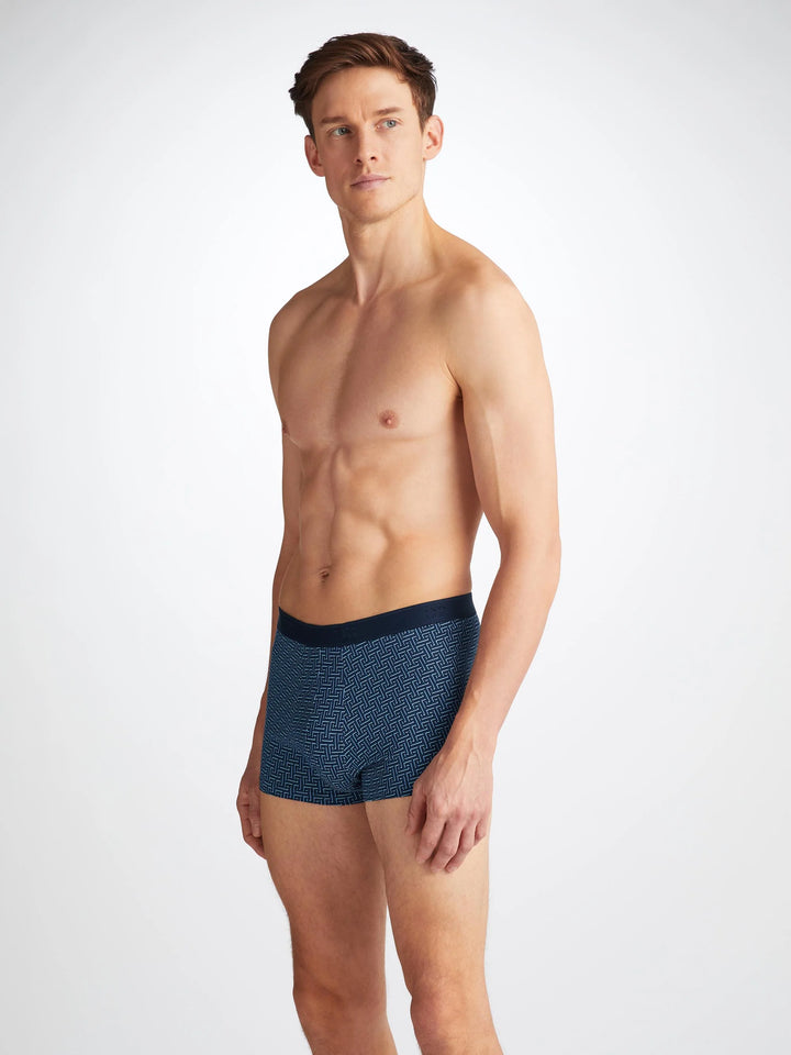 Derek Rose Geometric Trunks in Navy