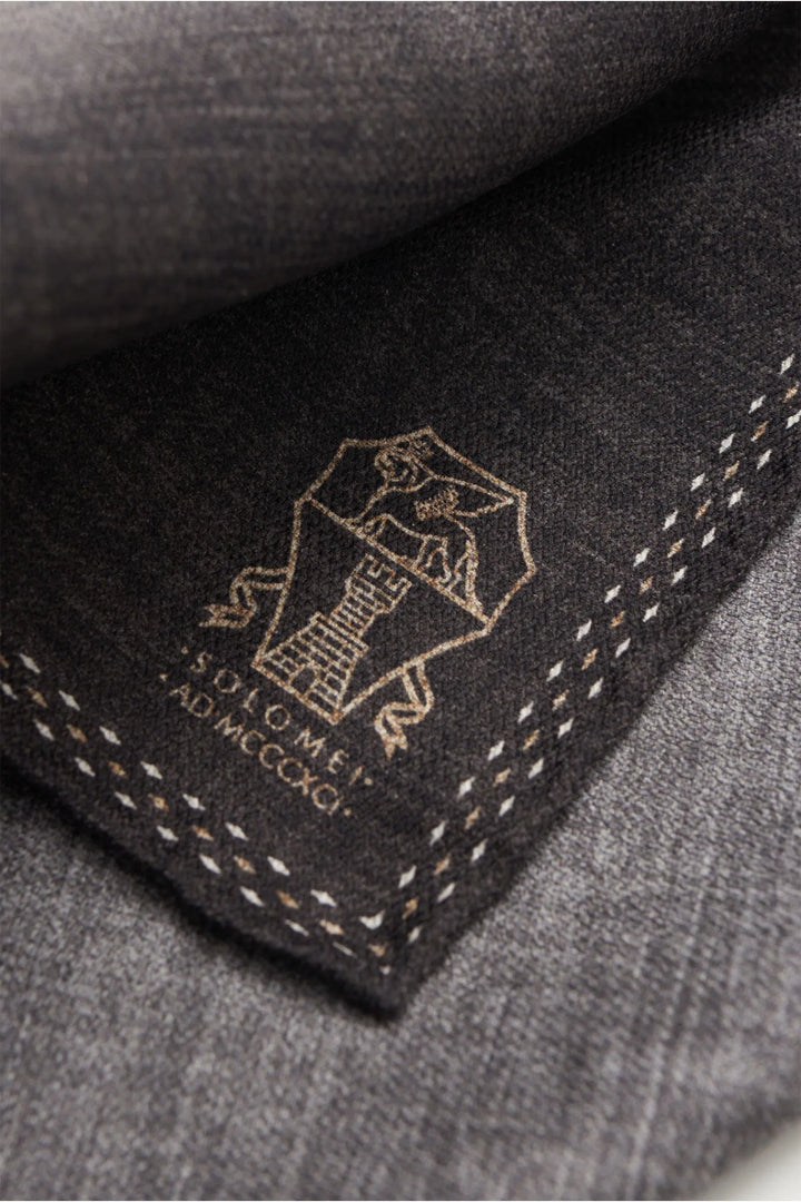 Brunello Cucinelli Logo Pocket Square in Nero Burro Sabbia