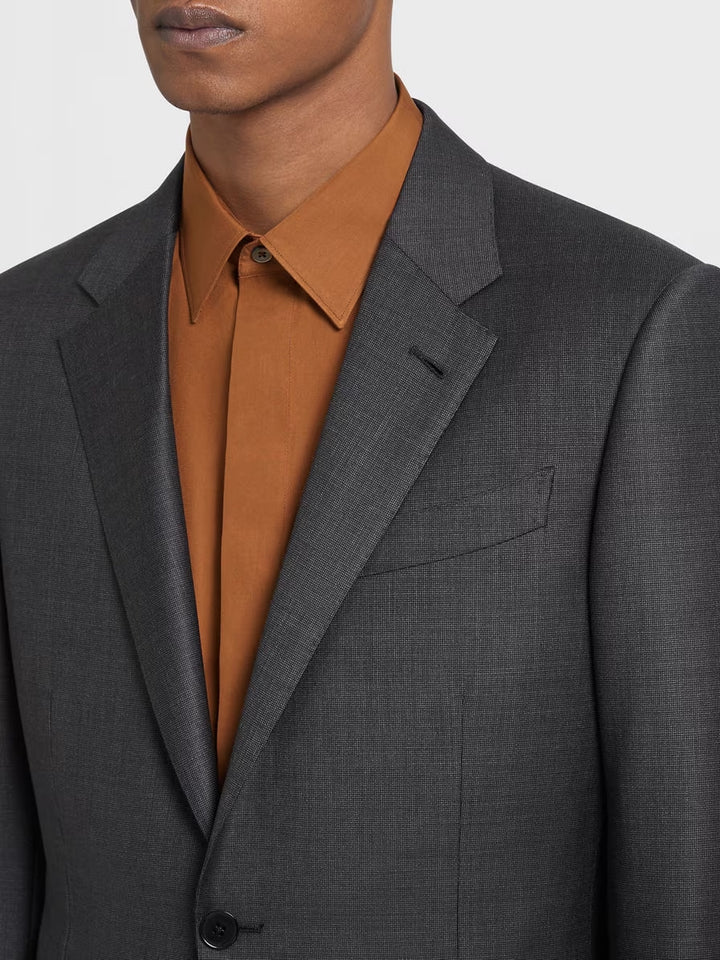 Zegna Pinpoint Suit in Dark Charcoal